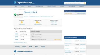 Dieterich Bank Reviews and Rates - Illinois - Deposit Accounts