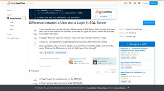 Difference between a User and a Login in SQL Server - Stack Overflow