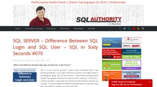 SQL SERVER - Difference Between SQL Login and SQL User - SQL in ...