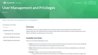 User Management and Privileges – Klaviyo - Help Center