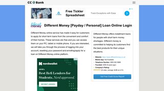 Different Money [Payday / Personal] Loan Online Login - CC Bank