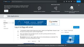 login - Log in to Digg with email - Web Applications Stack Exchange