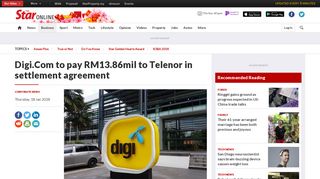 Digi.Com to pay RM13.86mil to Telenor in settlement agreement ...