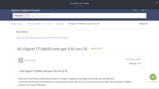 Solved: 4G Digicel TT D6633 only get 3.5G no LTE - Support forum