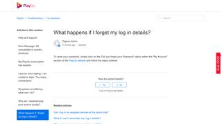 What happens if I forget my log in details? – PlayGo