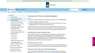 Tax return 2017 for non-resident taxpayers - Belastingdienst