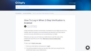 How To Log in When 2-Step Verification is Enabled | Digify Help Center