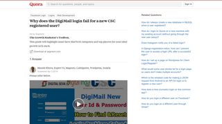 Why does the DigiMail login fail for a new CSC registered user ...