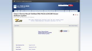 Class 2 Device Recall VidiStar(TM) PACS & DICOM Viewer Software ...