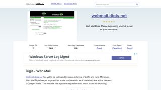 Webmail.digis.net website. Digis - Web Mail.