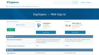 DigiSigner vs Web Sign In - 2019 Feature and Pricing Comparison