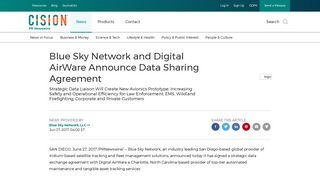 Blue Sky Network and Digital AirWare Announce Data Sharing ...