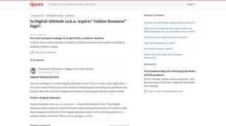 Is Digital Altitude (a.k.a. Aspire) 'Online Business' legit? - Quora