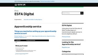 Apprenticeship service - ESFA Digital