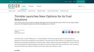 Trimble Launches New Options for its Fuel Solutions - PR Newswire