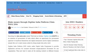 Make money through Digitize India Platform | Data Entry Jobs
