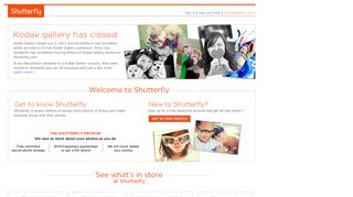 Shutterfly Kodak Gallery Customer Welcome Page | Kodak Gallery ...