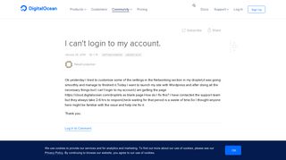 I can't login to my account. | DigitalOcean
