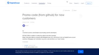 Promo code (from github) for new customers | DigitalOcean