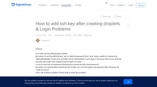 How to add ssh key after creating droplets & Login Problems ...