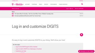 Log in and customize DIGITS | T-Mobile Support