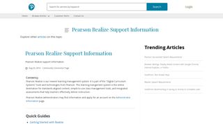 Pearson Realize Support Information