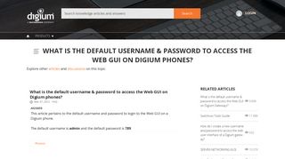 What is the default username & password to access the Web GUI on ...