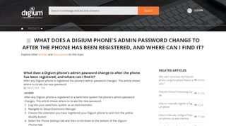 What does a Digium phone's admin password change to after the ...