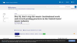 Hey DJ, don't stop the music: Institutional work and record pooling ...