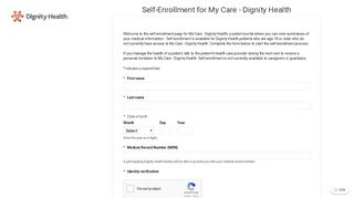 My Care - Dignity Health - Self-Enrollment - Patient Portal