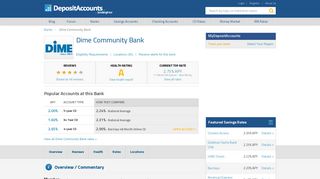 Dime Community Bank Reviews and Rates - Deposit Accounts