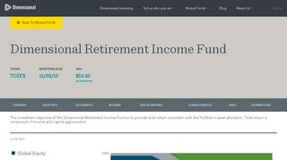 Dimensional Retirement Income Fund | TDIFX | Dimensional