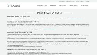Terms and Conditions | Shangri-La Golden Circle | The Table