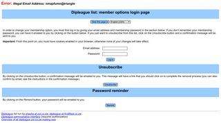 Dipleague list: member options login page