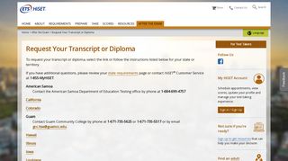 Request Your Transcript or Diploma (For Test Takers) - HiSET - ETS