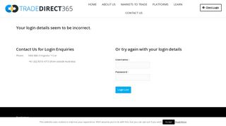 Invalid Login - TradeDirect365