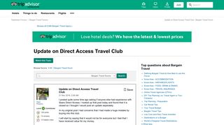 Update on Direct Access Travel Club - Bargain Travel Forum ...