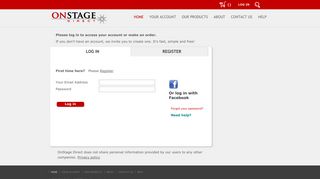 OnStage Direct: Register or Login to your account