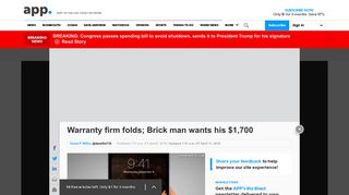 Warranty firm folds; Brick man wants his $1,700 - Asbury Park Press