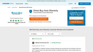 Top 584 Reviews and Complaints about Direct Buy Auto Warranty