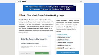DirectCash Bank Online Banking Login - CC Bank