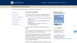Direct Deposit - Social Security