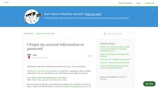 I forgot my account information or password – Help Center