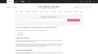 How do I sign up for store events, emails & offers? - Victoria's Secret ...
