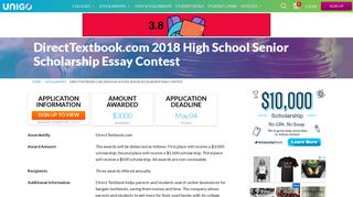 DirectTextbook.com 2018 High School Senior Scholarship ... - Unigo
