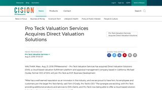 Pro Teck Valuation Services Acquires Direct Valuation Solutions
