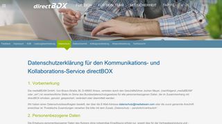 Datenschutz | directBOX Freemail – Cloudmail made in Germany
