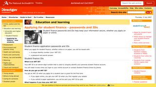 Applying for student finance - passwords and IDs : Directgov ...
