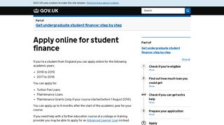 Apply online for student finance - GOV.UK