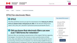 EFILE for electronic filers - Canada.ca